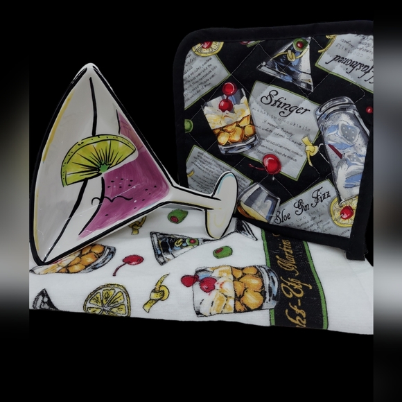 Clay Art Dining Clay Art Martini Shaped Snack Bowl Kithen Towel